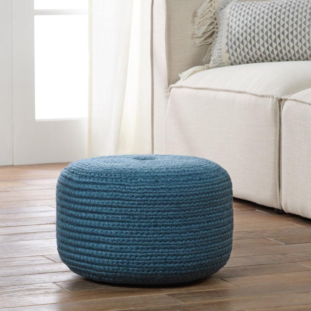 Jaipur Living Saba Solar Round Indoor/Outdoor Polyester Pouf Ottoman/Foot Stool - 18X18X12