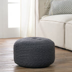 Jaipur Living Saba Solar Round Indoor/Outdoor Polyester Pouf Ottoman/Foot Stool - 18X18X12