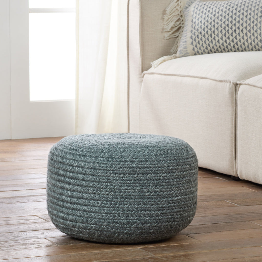 Jaipur Living Saba Solar Round Indoor/Outdoor Polyester Pouf Ottoman/Foot Stool - 18X18X12