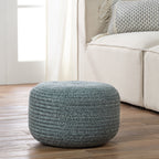 Jaipur Living Saba Solar Round Indoor/Outdoor Polyester Pouf Ottoman/Foot Stool - 18X18X12