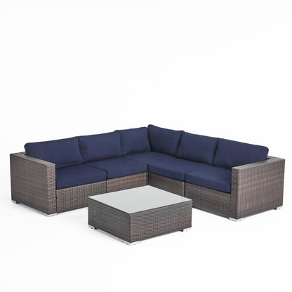 Ensemble de salon d'extérieur 6 pièces en osier Santa Rosa avec coussins par Christopher Knight Home
