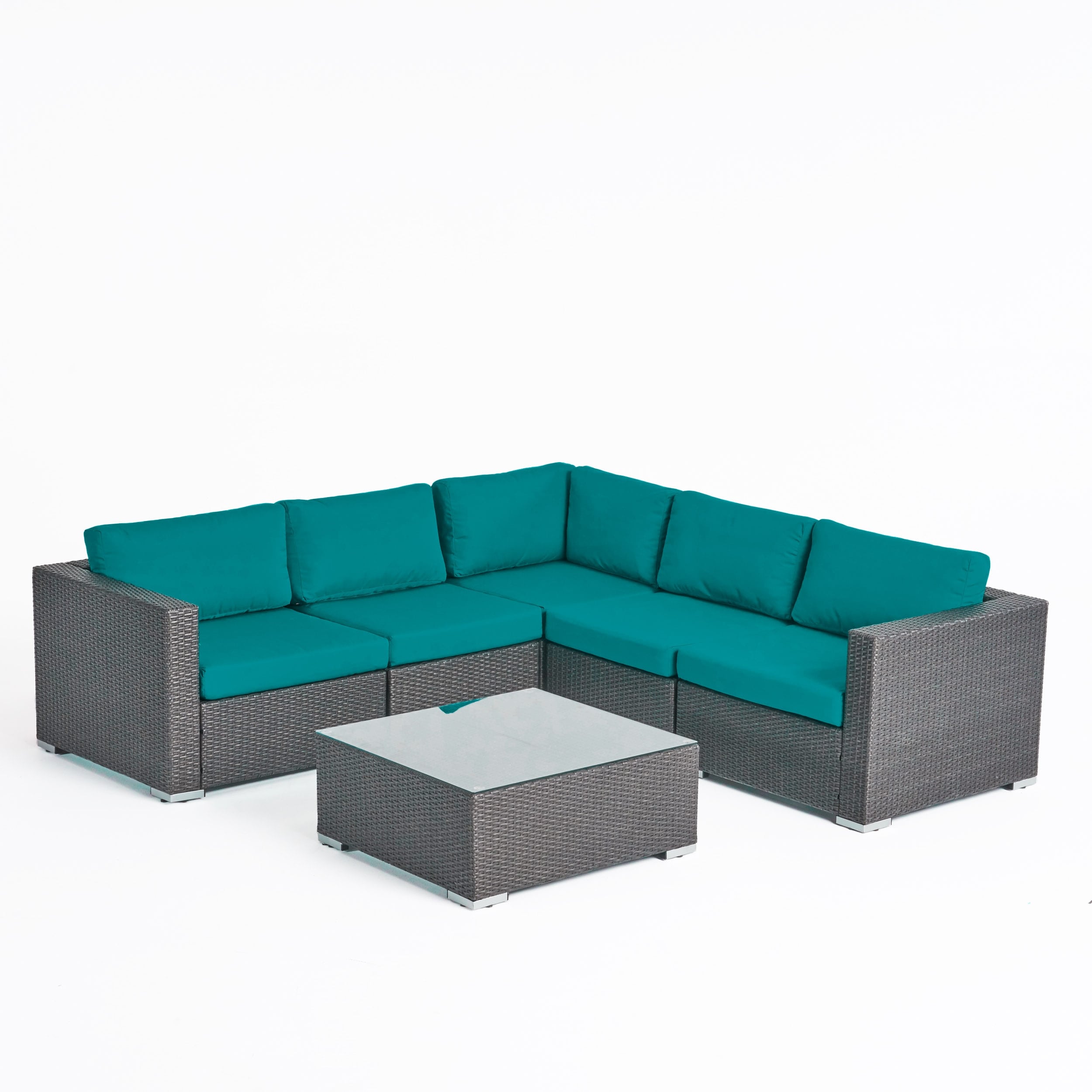 Ensemble de salon d'extérieur 6 pièces en osier Santa Rosa avec coussins par Christopher Knight Home