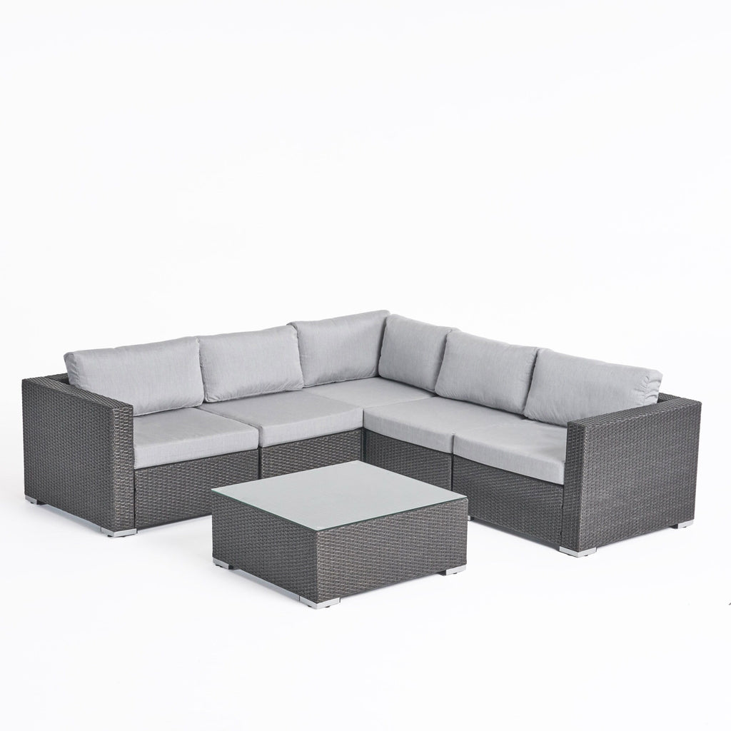Ensemble de salon d'extérieur 6 pièces en osier Santa Rosa avec coussins par Christopher Knight Home