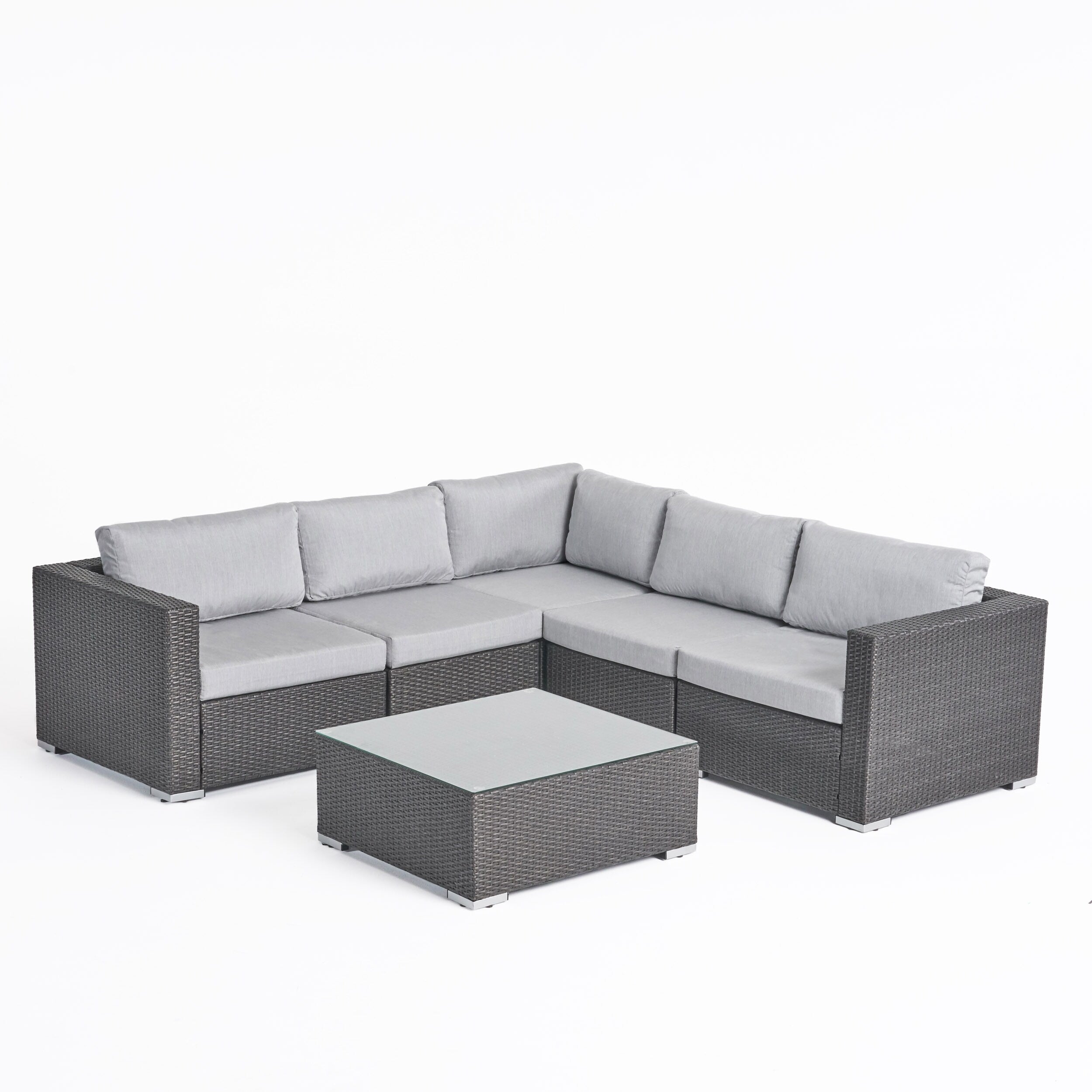 Ensemble de salon d'extérieur 6 pièces en osier Santa Rosa avec coussins par Christopher Knight Home