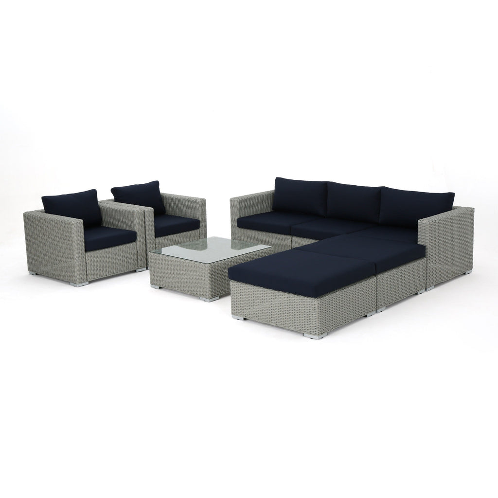 Ensemble de canapés d'extérieur sectionnels Santa Rosa 8 pièces en osier avec coussins par Christopher Knight Home