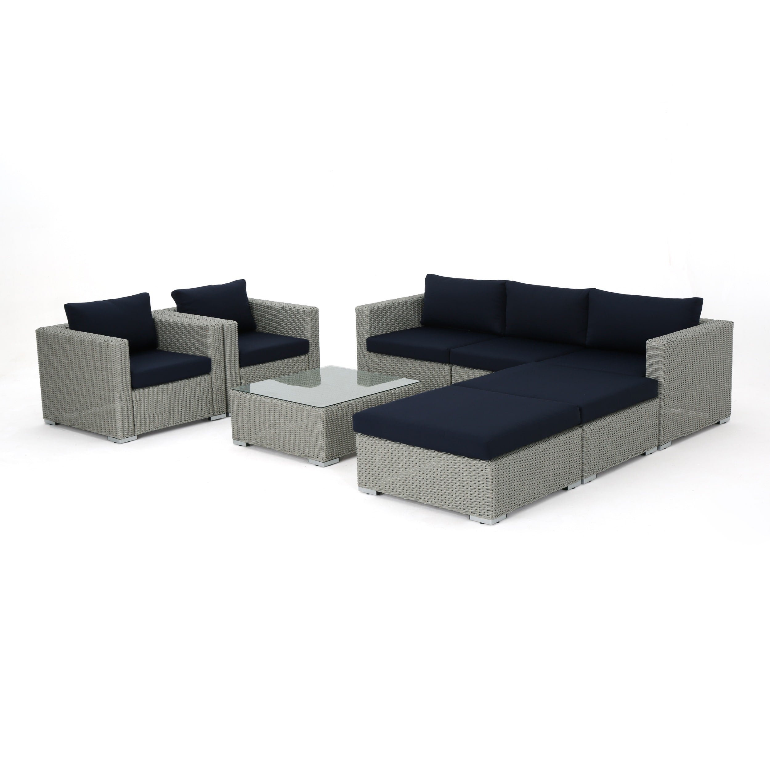 Ensemble de canapés d'extérieur sectionnels Santa Rosa 8 pièces en osier avec coussins par Christopher Knight Home