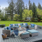 Canapé d'extérieur sectionnel Santa Rosa en osier 9 pièces avec coussins par Christopher Knight Home