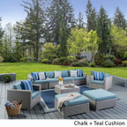 Canapé d'extérieur sectionnel Santa Rosa en osier 9 pièces avec coussins par Christopher Knight Home