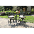 Ensemble de bar Saratoga 5 pièces en aluminium avec coussins, table de bar ronde de 42 pouces