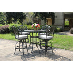 Ensemble de bar Saratoga 5 pièces en aluminium avec coussins, table de bar ronde de 42 pouces