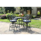 Ensemble de bar Saratoga 5 pièces en aluminium avec coussins, table de bar ronde de 42 pouces