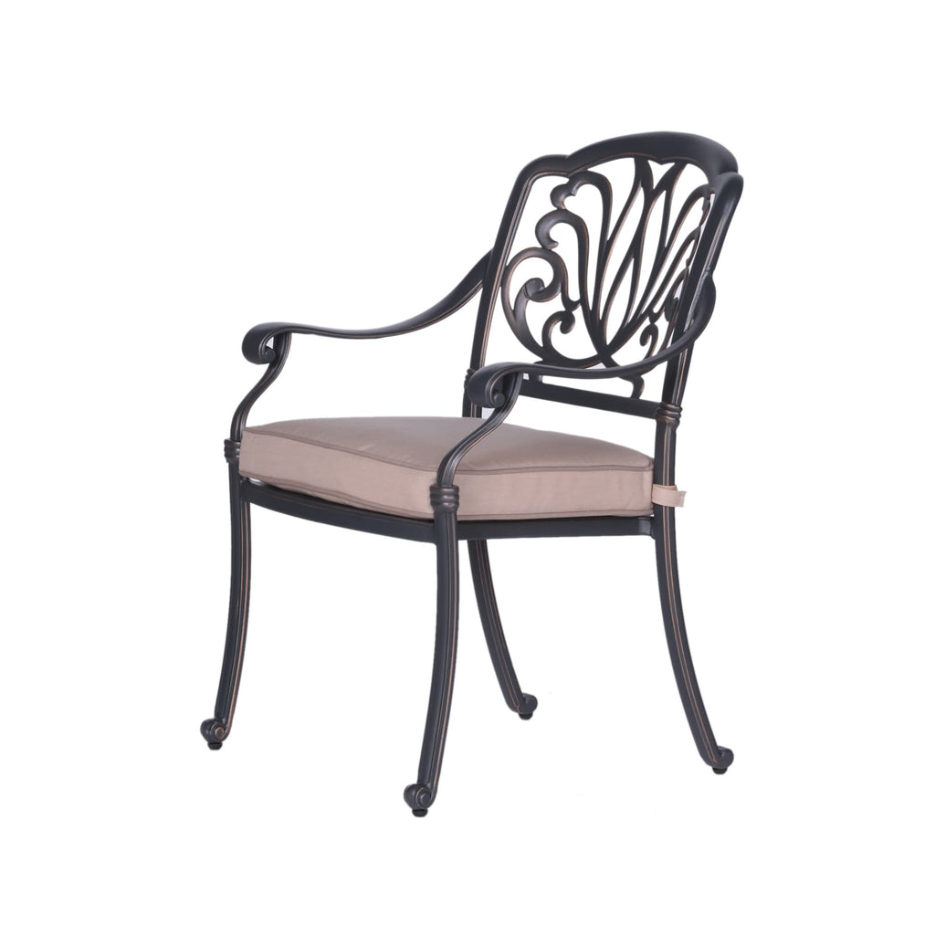 Ensemble de salle à manger rond en aluminium Saratoga 5 pièces avec coussins Sunbrella - Meilleur mobilier d'extérieur