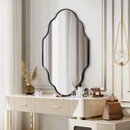 Miroir mural irrégulier festonné avec cadre en alliage d'aluminium