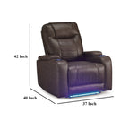 Fauteuil inclinable électrique Scon, 94 cm, éclairage LED, similicuir marron