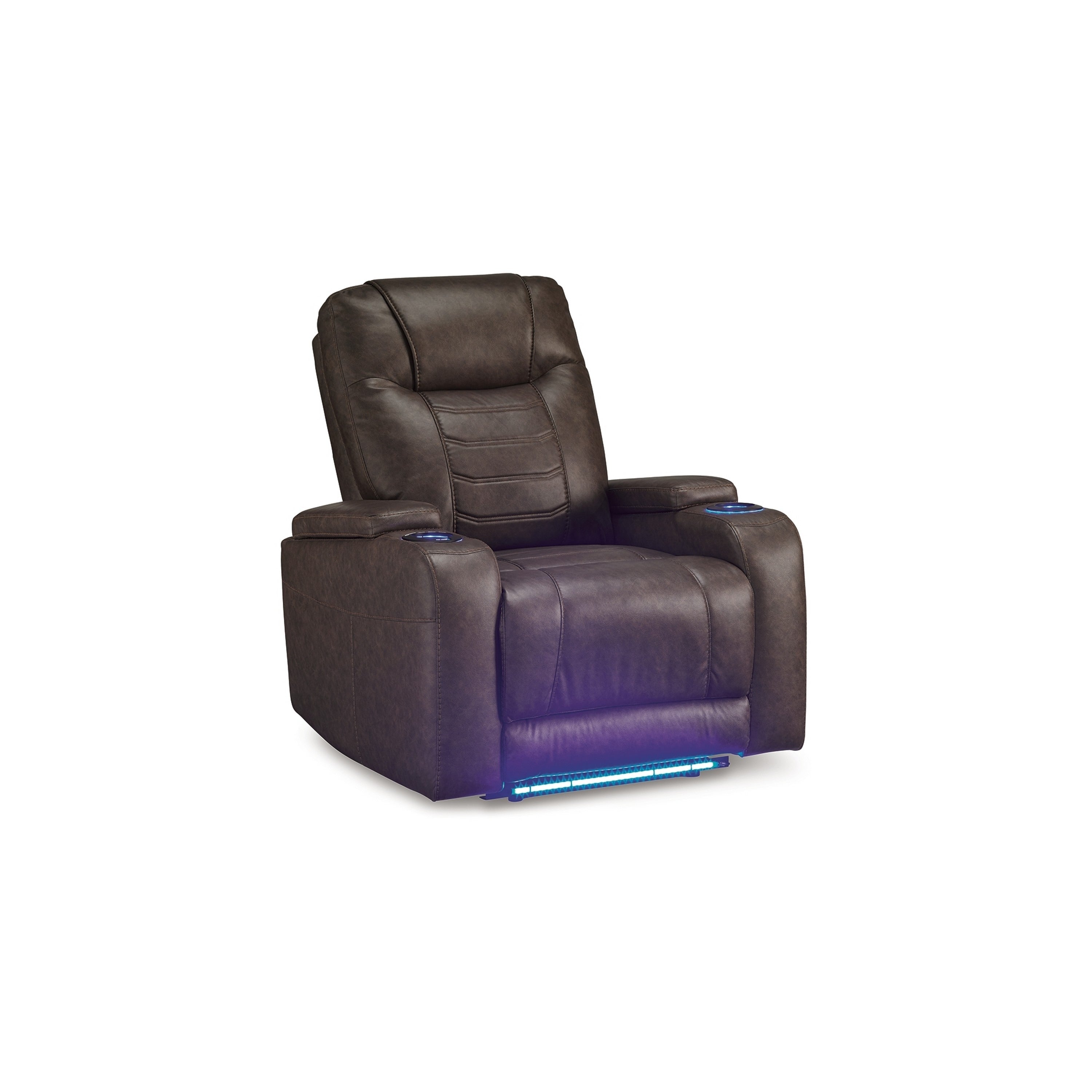 Fauteuil inclinable électrique Scon, 94 cm, éclairage LED, similicuir marron
