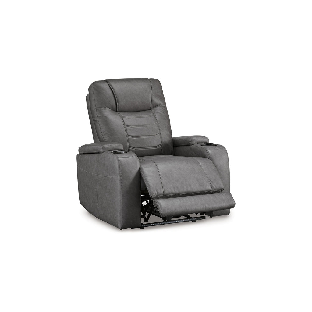 Fauteuil inclinable électrique Scon, 94 cm, éclairage LED, similicuir gris