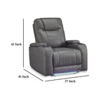 Fauteuil inclinable électrique Scon, 94 cm, éclairage LED, similicuir gris