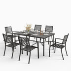 MAISON ARTS Ensemble de salle à manger d'extérieur pour 6/8 personnes, 6/8 chaises empilables en métal, 1 table rectangulaire extensible