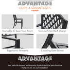 MAISON ARTS Ensemble de salle à manger d'extérieur pour 6/8 personnes, 6/8 chaises empilables en métal, 1 table rectangulaire extensible