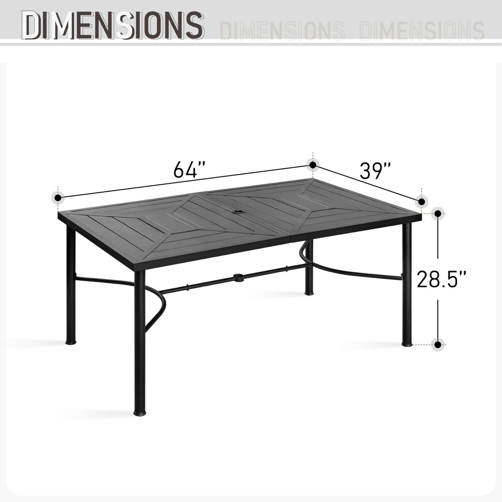 MAISON ARTS Ensemble de salle à manger d'extérieur pour 6/8 personnes, 6/8 chaises empilables en métal, 1 table rectangulaire extensible