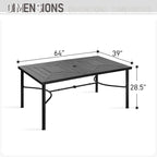 MAISON ARTS Ensemble de salle à manger d'extérieur pour 6/8 personnes, 6/8 chaises empilables en métal, 1 table rectangulaire extensible