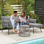 Ensemble de canapés de conversation sectionnels en osier, ensemble de meubles de patio 3 pièces avec coussins épais et table basse en verre trempé