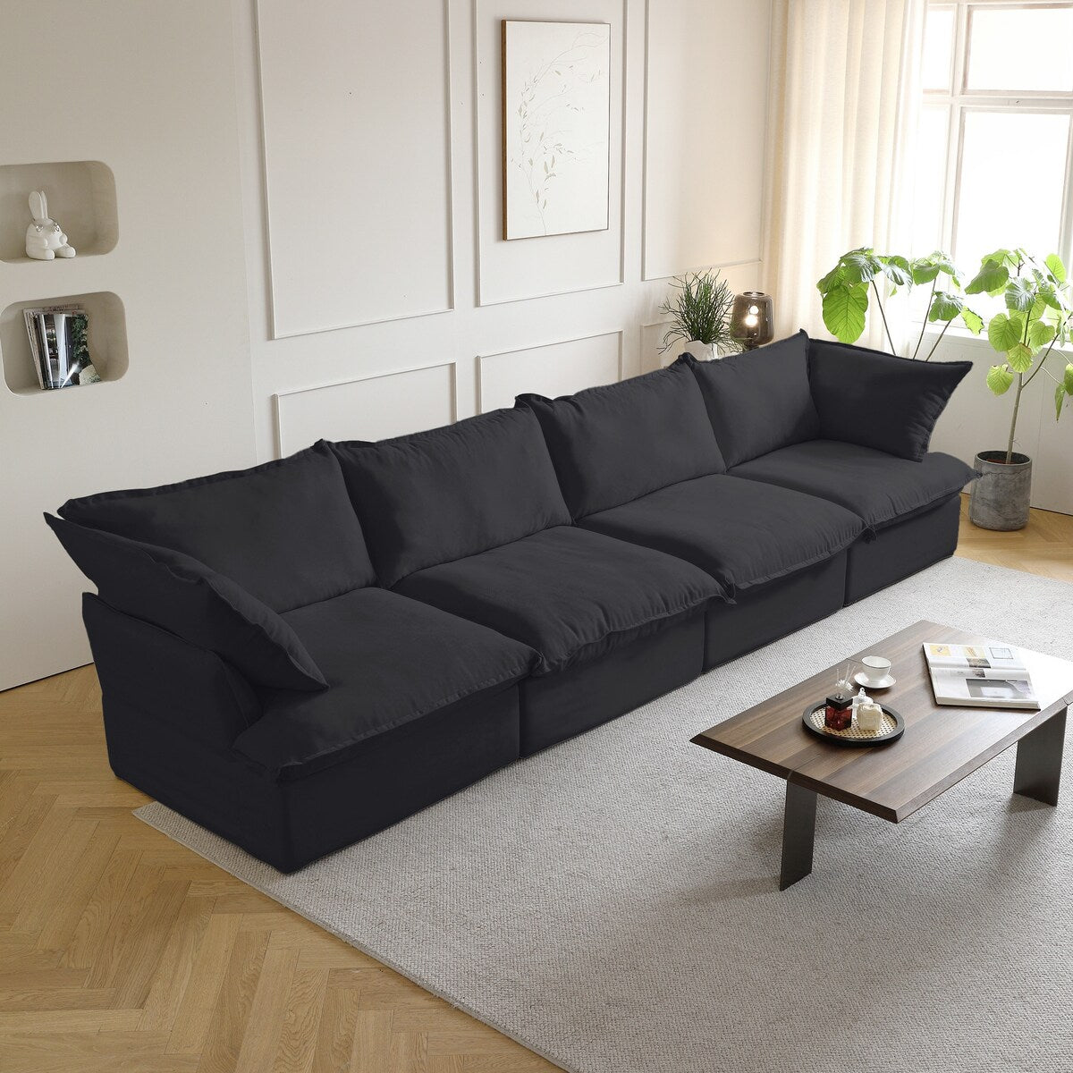 Canapés sectionnels pour salon, canapé sectionnel modulaire 4 places, housses de coussin amovibles