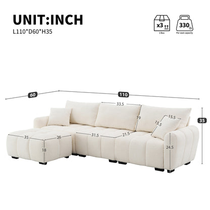 Canapé sectionnel ottoman mobile, mousse haute densité, combinaison libre