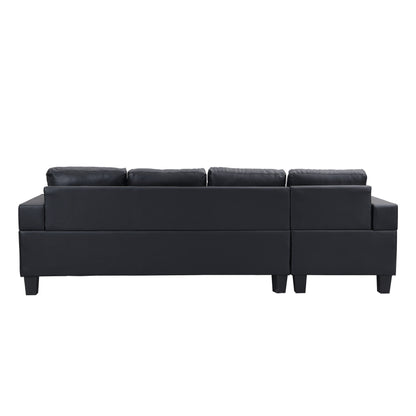 Ensemble de canapés sectionnels pour salon avec chaise longue en L, porte-gobelet et chaise longue gauche ou droite moderne 4 places (NOIR)