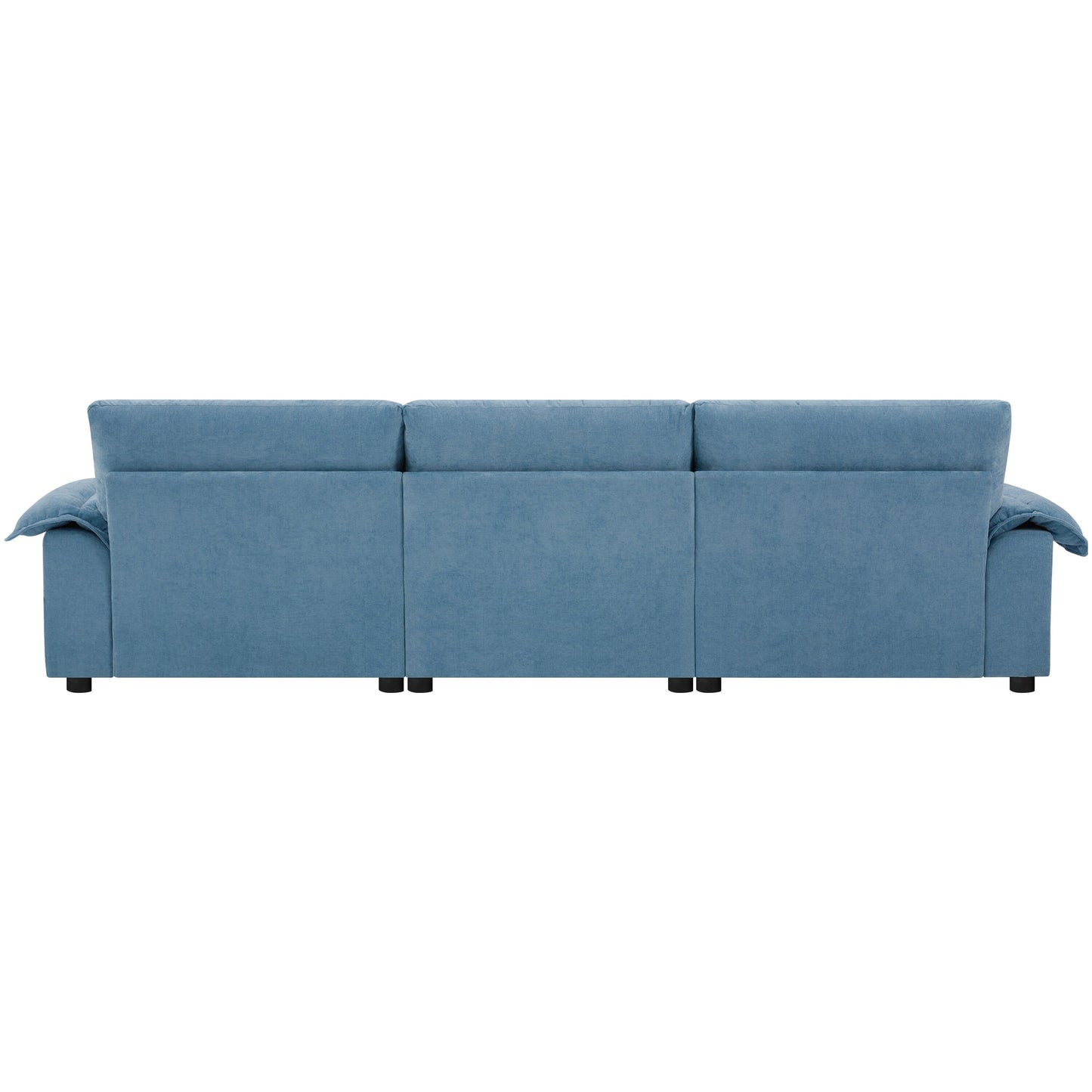 Canapé sectionnel en L avec accoudoirs multifonctionnels, chargeur double port, porte-gobelet, poches de rangement latérales, coussin moelleux
