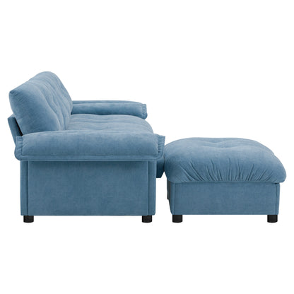 Canapé sectionnel en L avec accoudoirs multifonctionnels, chargeur double port, porte-gobelet, poches de rangement latérales, coussin moelleux