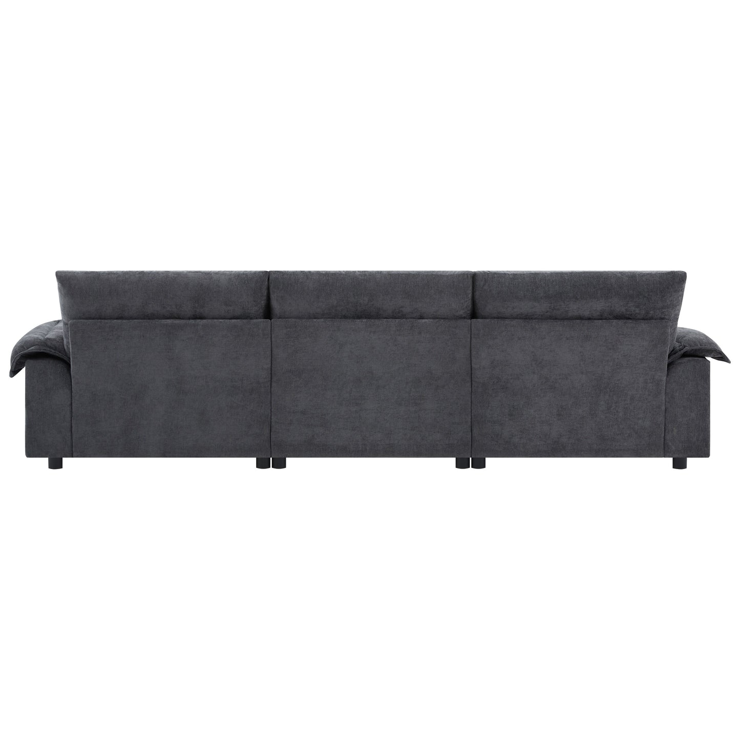 Canapé sectionnel en L avec accoudoirs multifonctionnels, chargeur double port, porte-gobelet, poches de rangement latérales, coussin moelleux