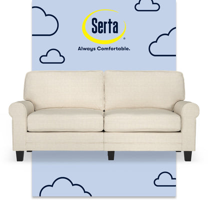 Canapé Serta Copenhagen 73 à accoudoirs roulés, polyester facile d'entretien, dossier moelleux, coussins d'assise à ressorts ensachés