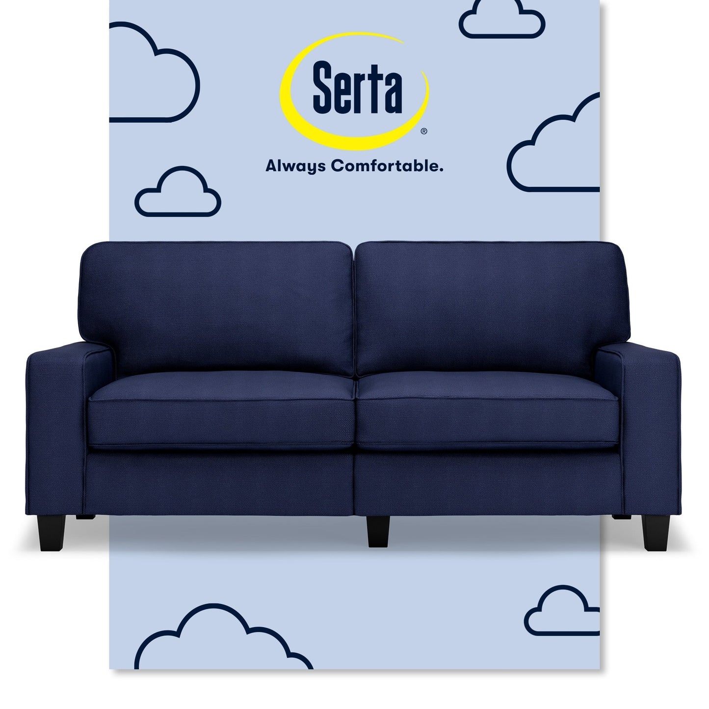 Canapé Serta Palisades 73 à accoudoirs droits, polyester facile d'entretien, dossier moelleux et coussins d'assise à ressorts ensachés