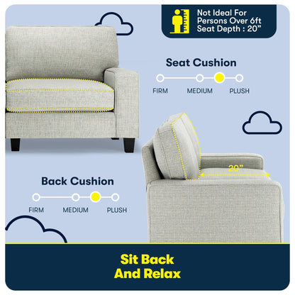 Canapé Serta Palisades 73 à accoudoirs droits, polyester facile d'entretien, dossier moelleux et coussins d'assise à ressorts ensachés