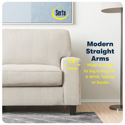 Canapé Serta Palisades 73 à accoudoirs droits, polyester facile d'entretien, dossier moelleux et coussins d'assise à ressorts ensachés