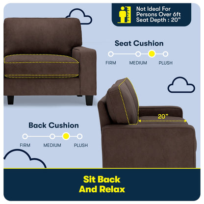 Canapé Serta Palisades 73 à accoudoirs droits, polyester facile d'entretien, dossier moelleux et coussins d'assise à ressorts ensachés