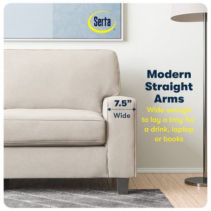 Canapé Serta Palisades 73 à accoudoirs droits, polyester facile d'entretien, dossier moelleux et coussins d'assise à ressorts ensachés