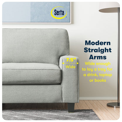 Canapé Serta Palisades 73 à accoudoirs droits, polyester facile d'entretien, dossier moelleux et coussins d'assise à ressorts ensachés