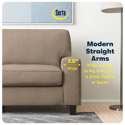 Canapé Serta Palisades 73 à accoudoirs droits, polyester facile d'entretien, dossier moelleux et coussins d'assise à ressorts ensachés
