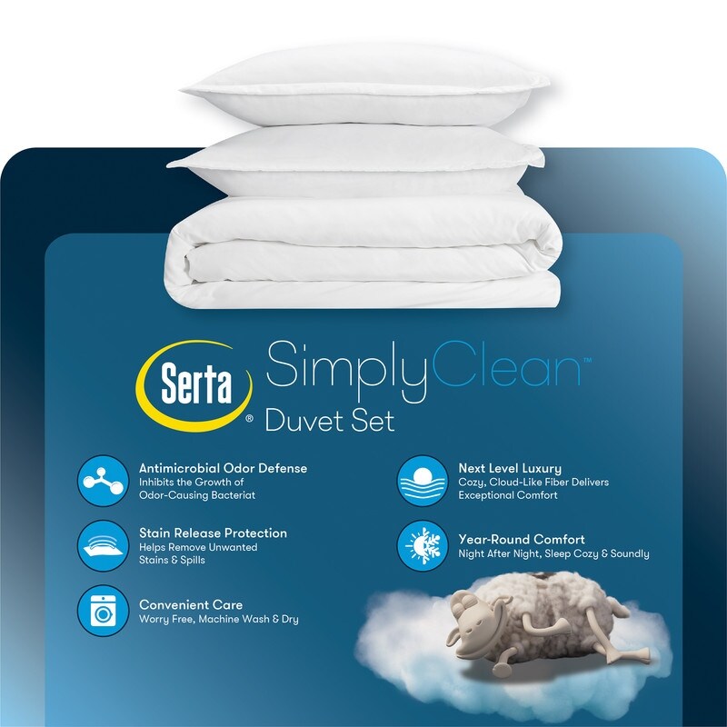 Ensemble de couette antimicrobien 3 pièces Serta Simply Clean