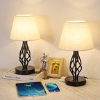 Lot de 2 lampes de chevet avec deux ports de charge USB et une prise secteur