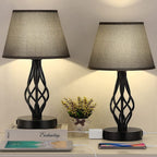 Lot de 2 lampes de chevet avec deux ports de charge USB et une prise secteur