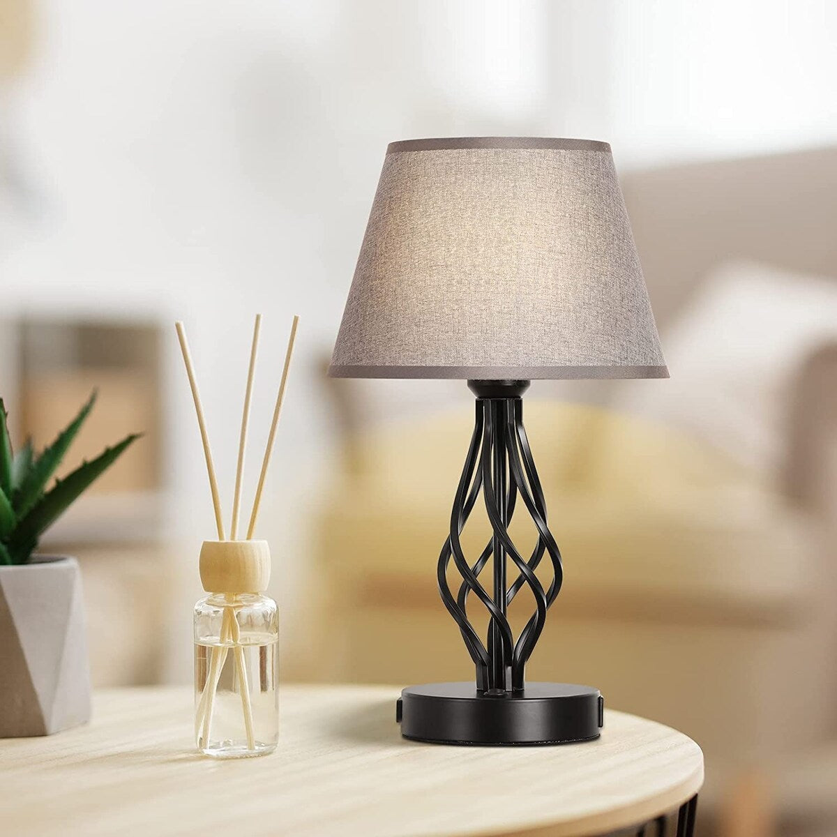 Lot de 2 lampes de chevet avec deux ports de charge USB et une prise secteur