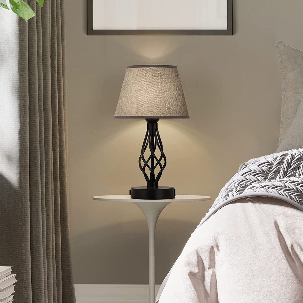 Lot de 2 lampes de chevet avec deux ports de charge USB et une prise secteur
