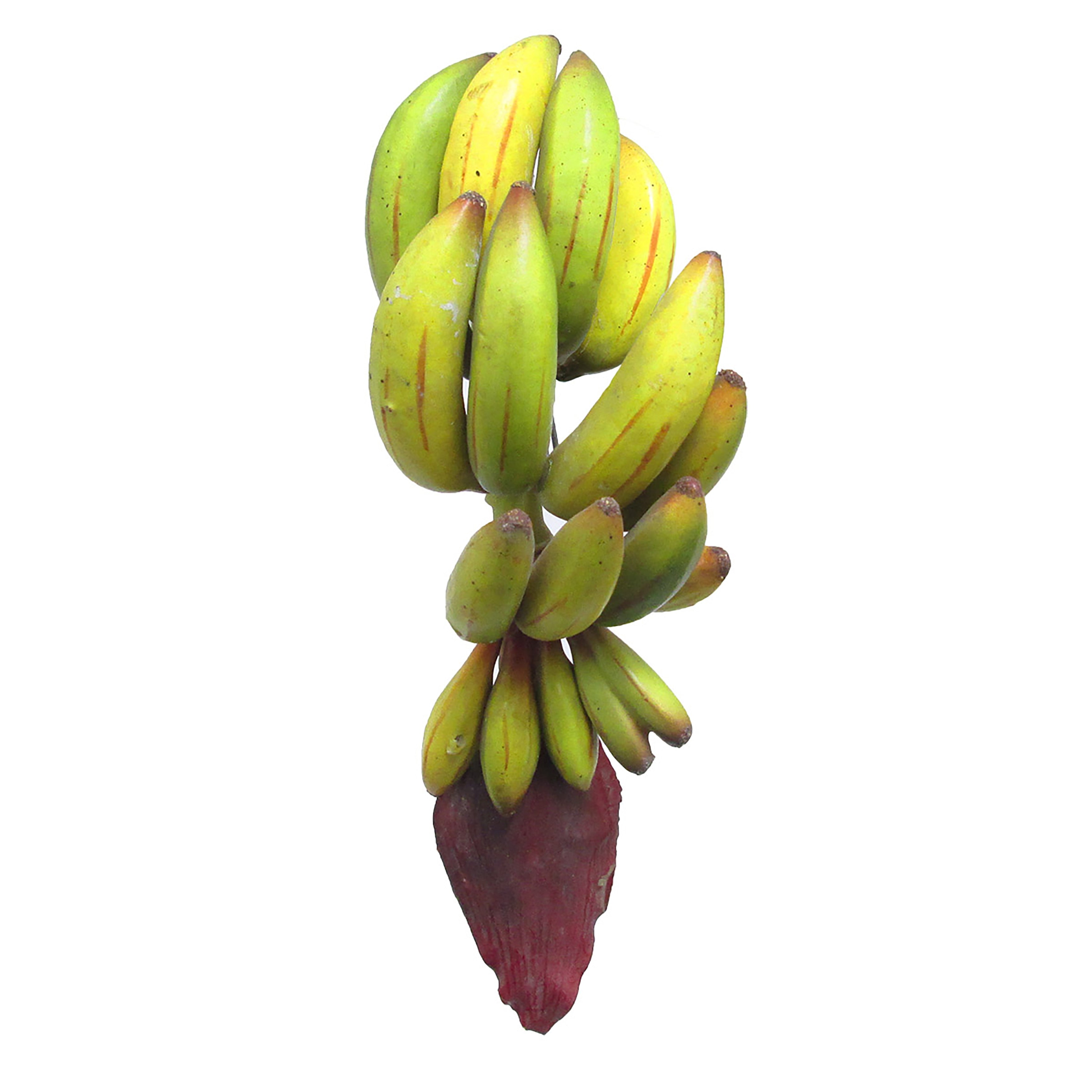 Lot de 2 grappes de bananes artificielles, décoration de fruits, pièce d'accent, 11 po - 11 po L x 4 po l x 4,5 po DP