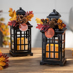 Lot de 2 lanternes d'automne aux accents floraux d'automne