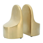 Sagebrook Home Modern Glam Ensemble de 2 serre-livres en céramique Ensemble de serre-livres dorés simples et contemporains - 4 x 3 x 6