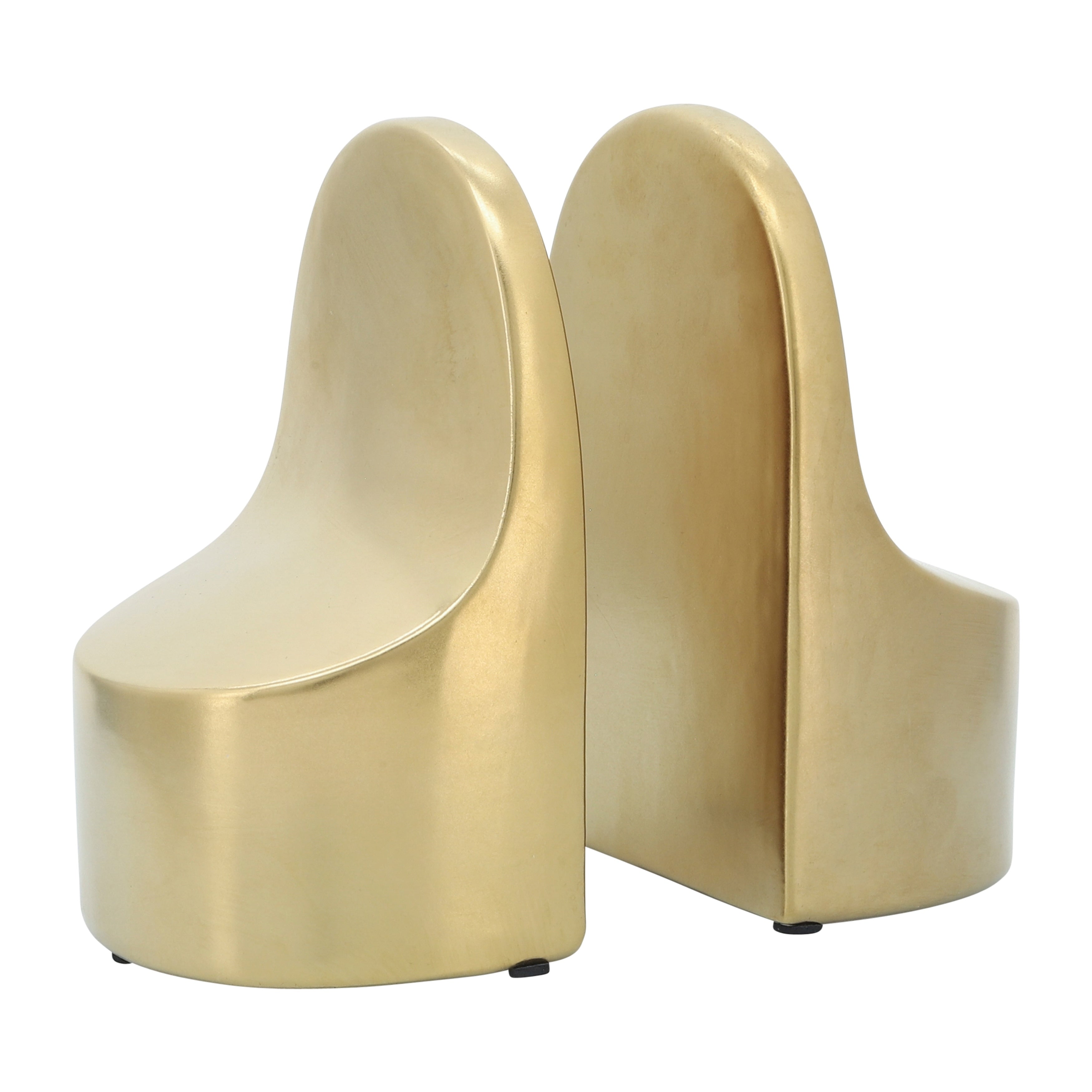Sagebrook Home Modern Glam Ensemble de 2 serre-livres en céramique Ensemble de serre-livres dorés simples et contemporains - 4 x 3 x 6