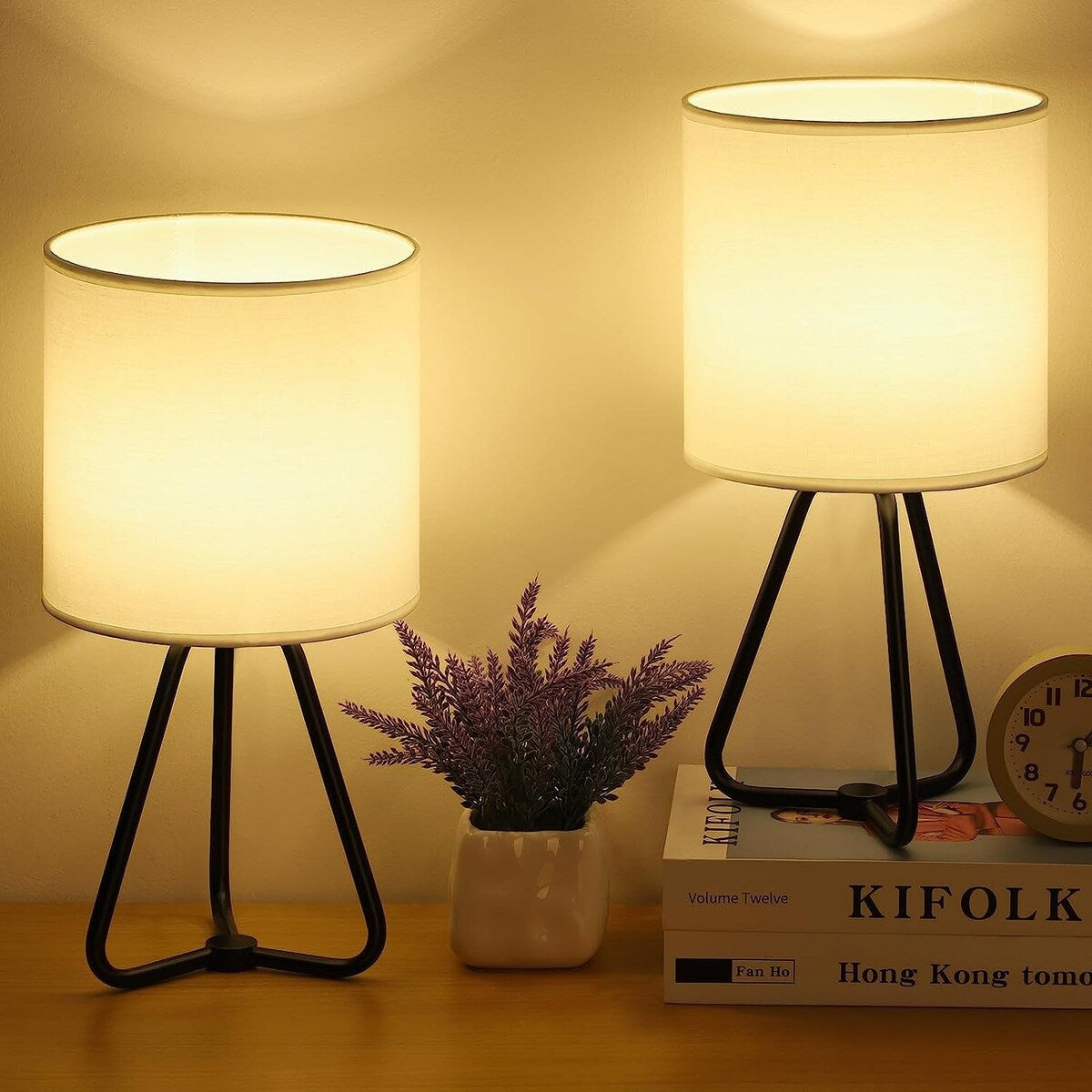 Lot de 2 jolies lampes de chevet modernes pour salon et chambre à coucher
